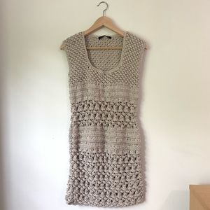 Cynthia Steffens Beige Knit Shift Dress